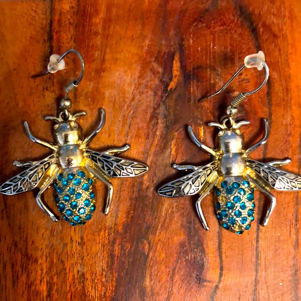 Vintage Bee rhinestone earrings
